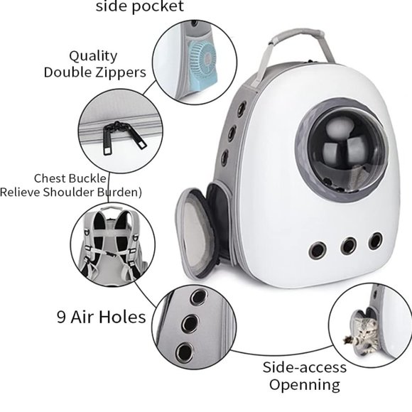 Portable travel cat carrier with versatile/interchangeable peep hole - Picture 8 of 10